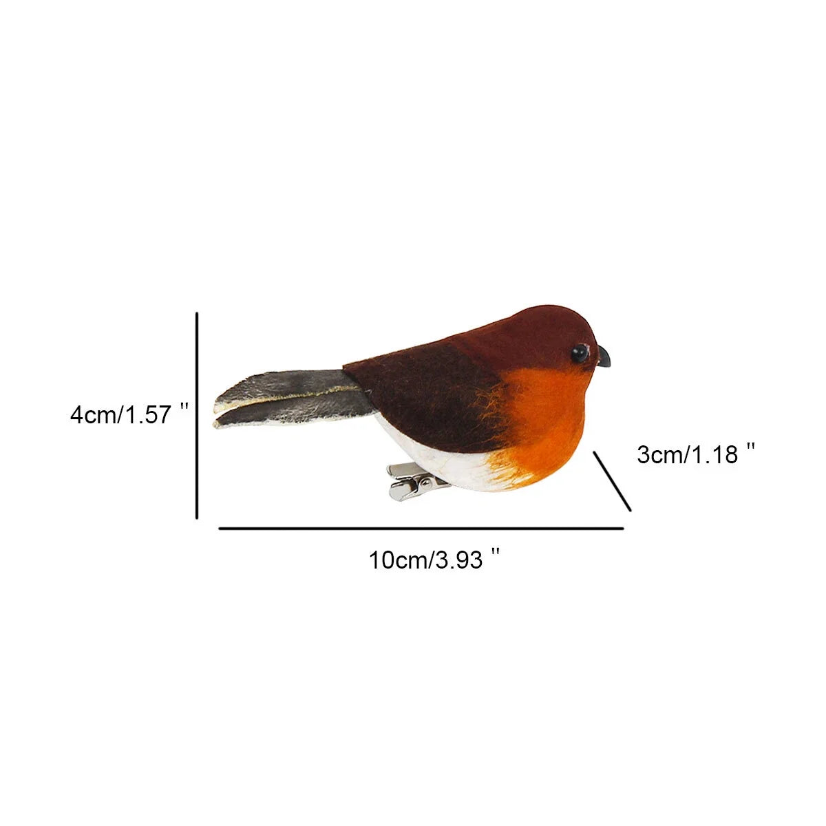 6x Mini Clip On Robins Cute Festive Tree Bird Simulation Feather Decoration