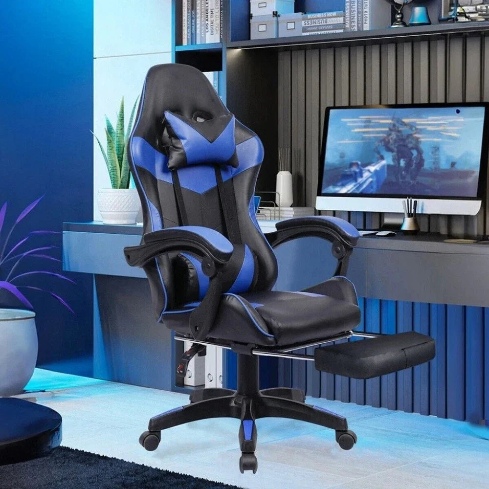 Gaming Chair Massage Computer Chair with Footrest and Lumbar Swivel PC Chairs