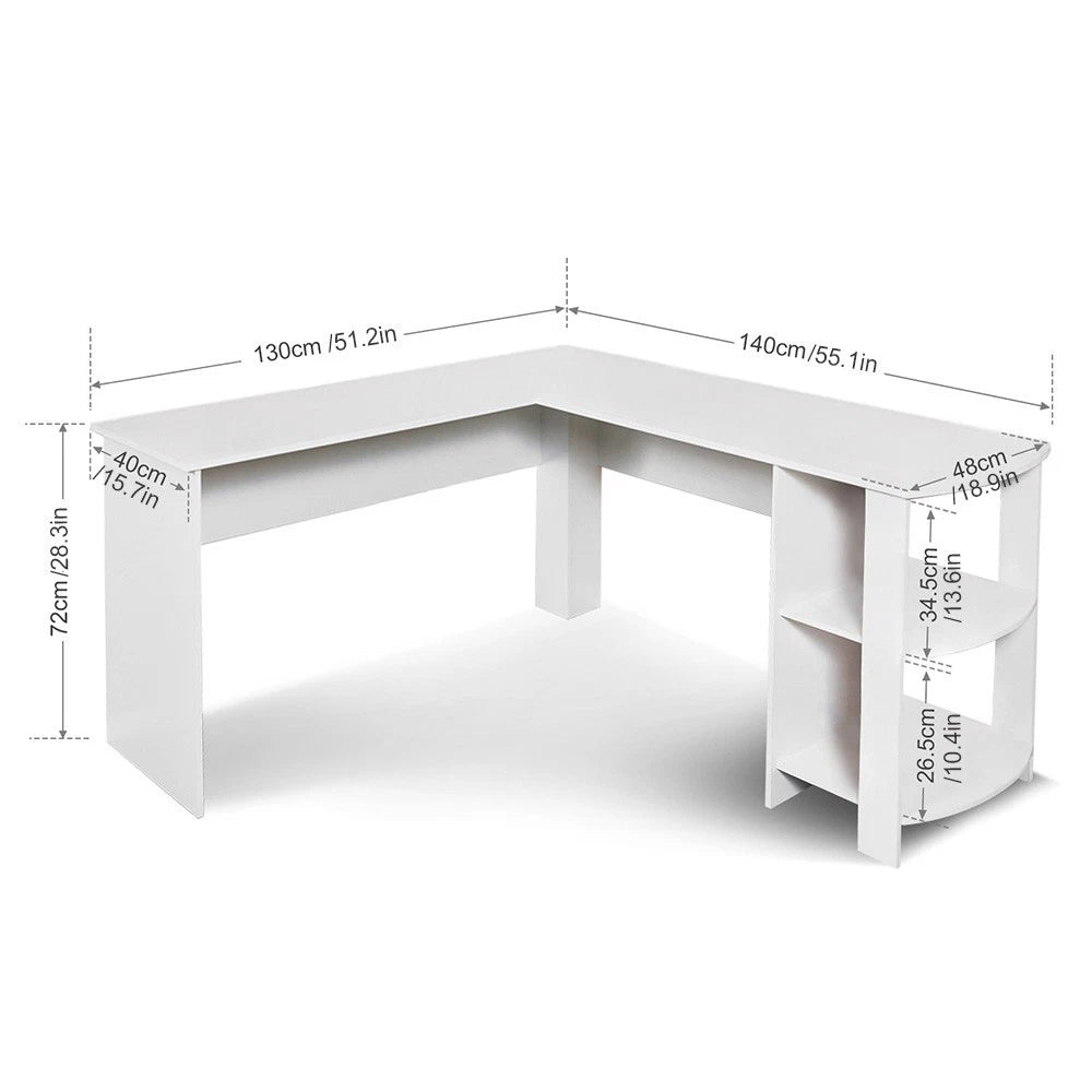 Corner Computer Desk Home Office Study PC Laptop Gaming Desk Workstation White