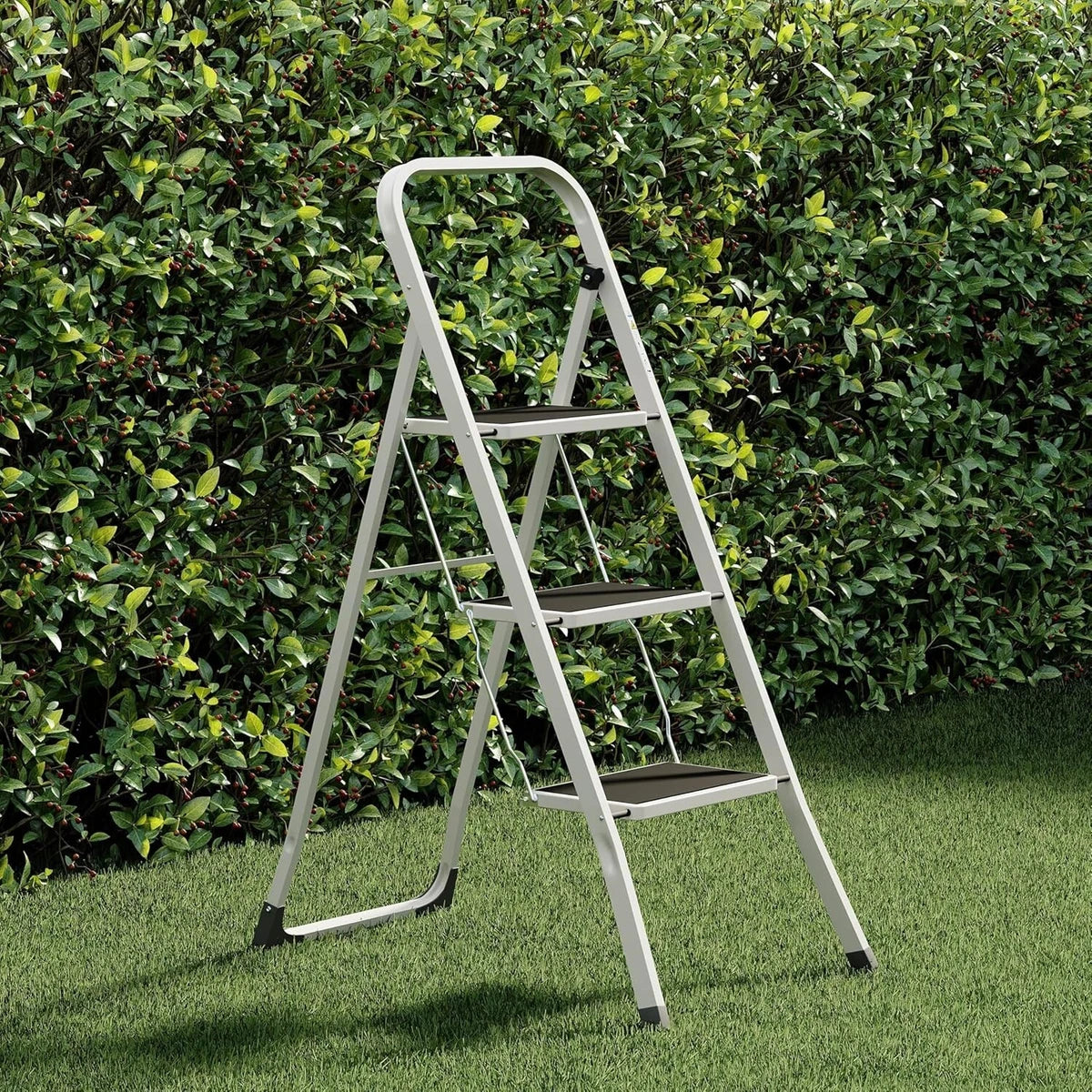 NEW! Foldable 3 Step Ladder Stepladder Non Slip Tread Safety Steel