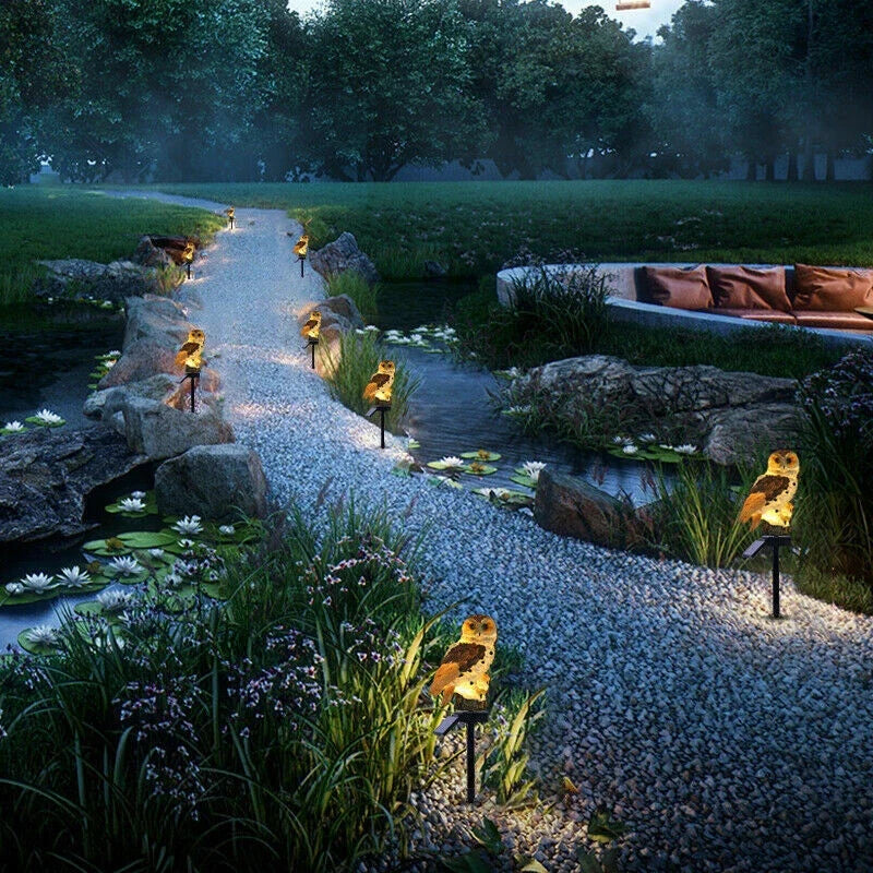 Owl LED Solar Powered Garden Light Outdoor Ornament Lawn Waterproof Statue Lamp