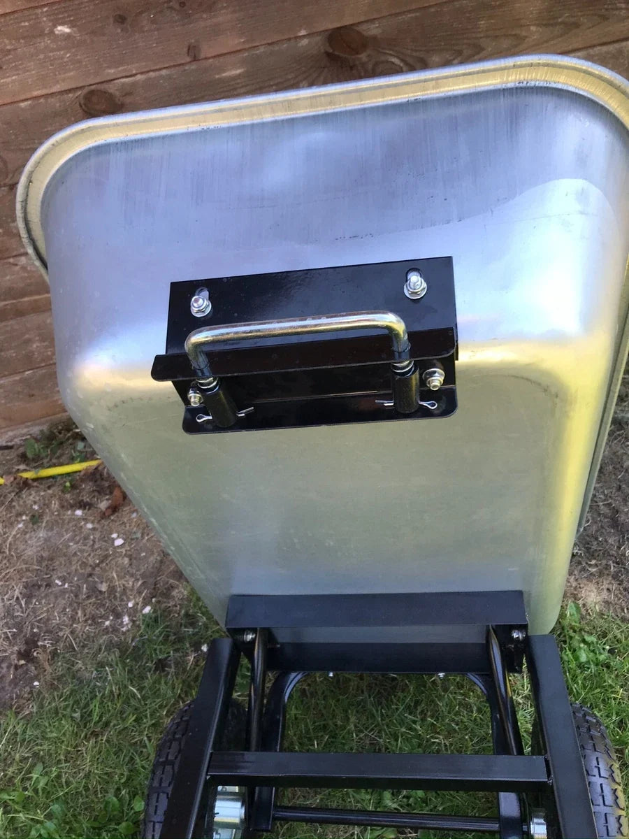 Garden trolley 4 wheel tipping dump wheelbarrow cart padded handle 80 litre
