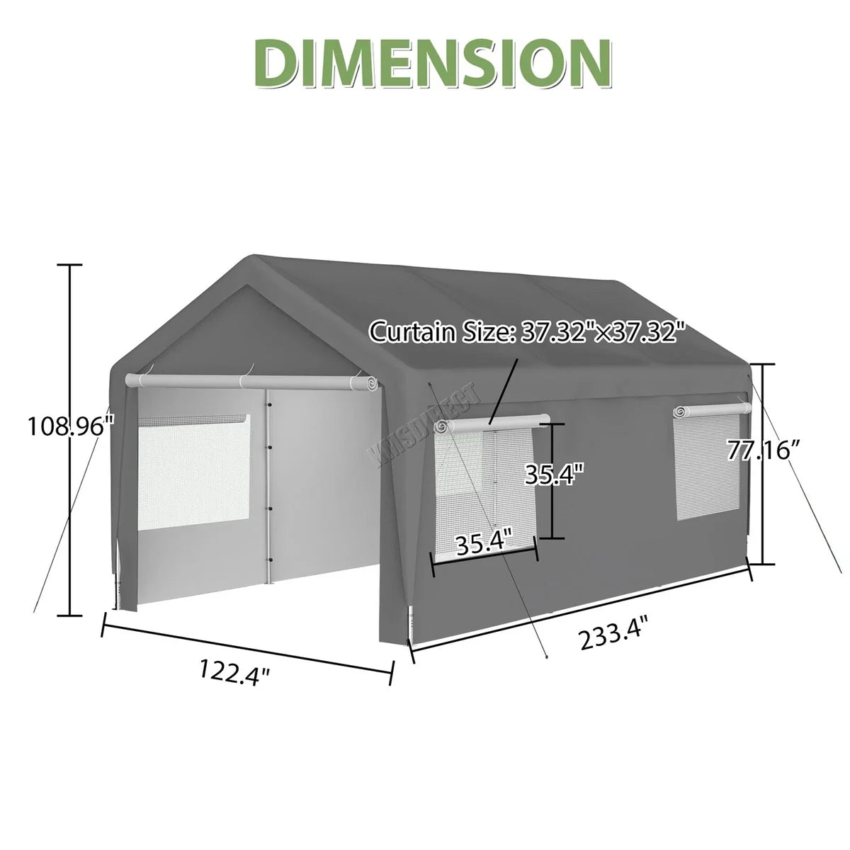 Carport 10x20ft Car Canopy Garage UV-Proof Waterproof SUV Dark Heavy Duty Grey