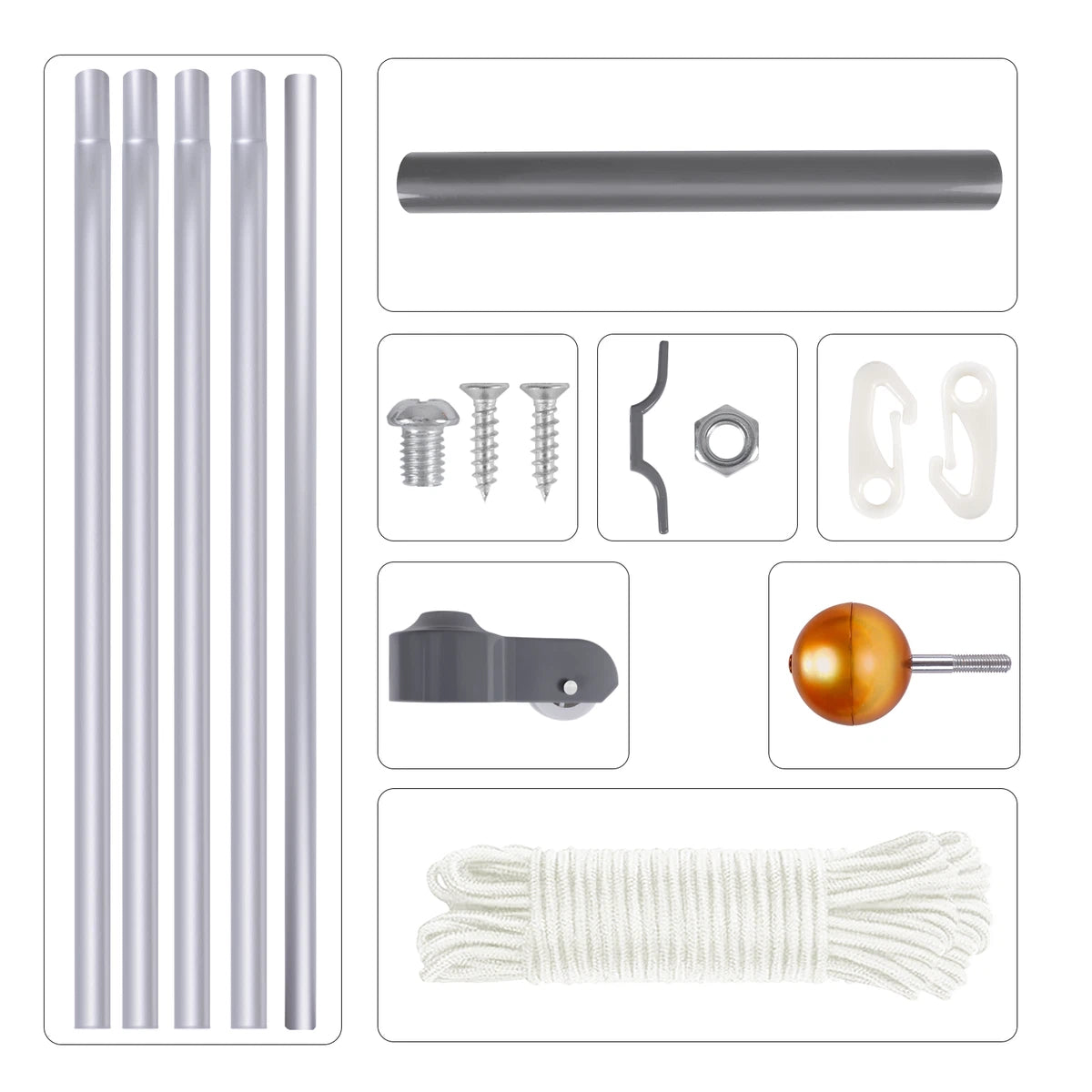 6M/20FT Sectional Flag Pole Kit Aluminum Telescopic Flagpole Yard & Commercial
