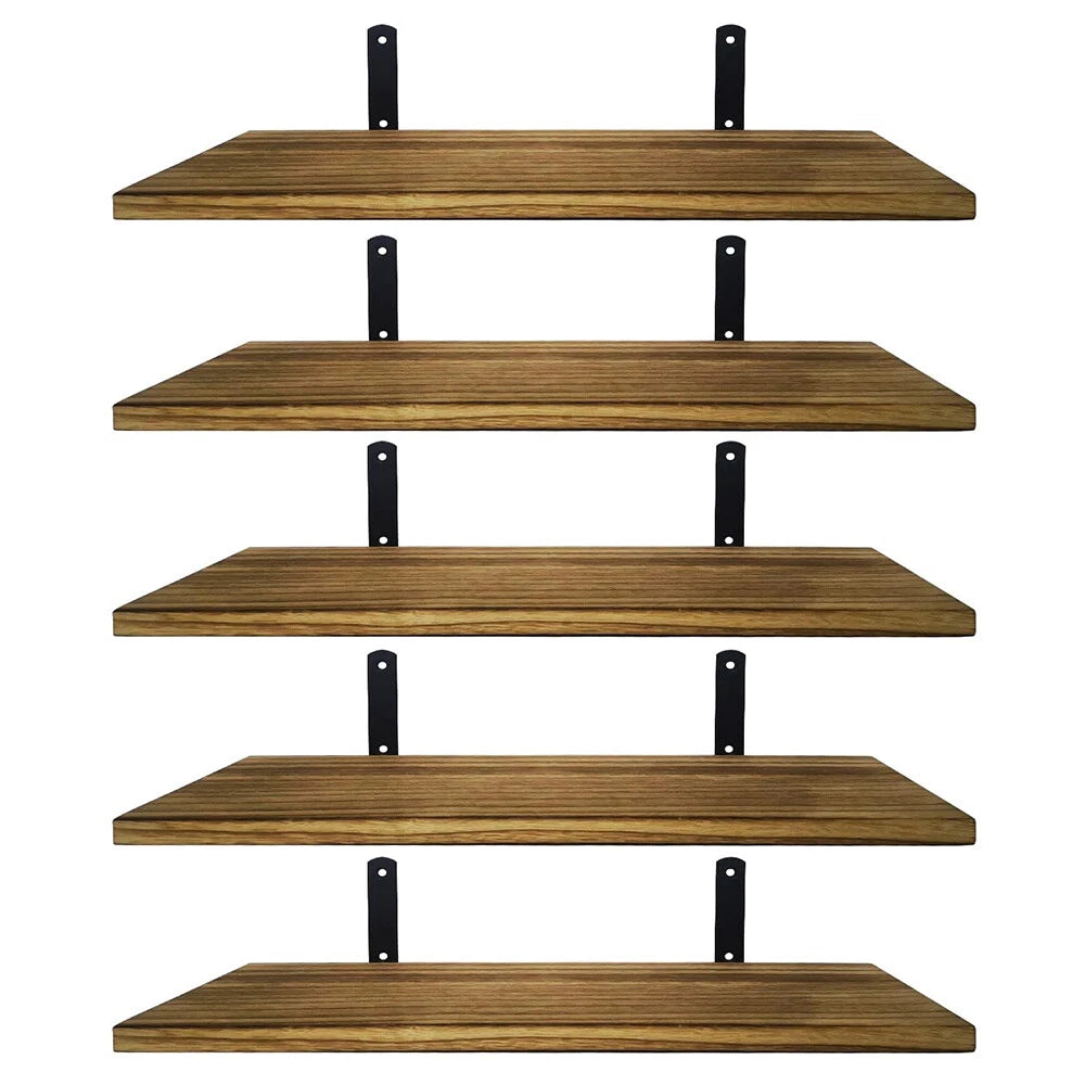 5 Piece Rustic Shelves Floating Shelves Wall Mounted Storage Wooden Display Shelf