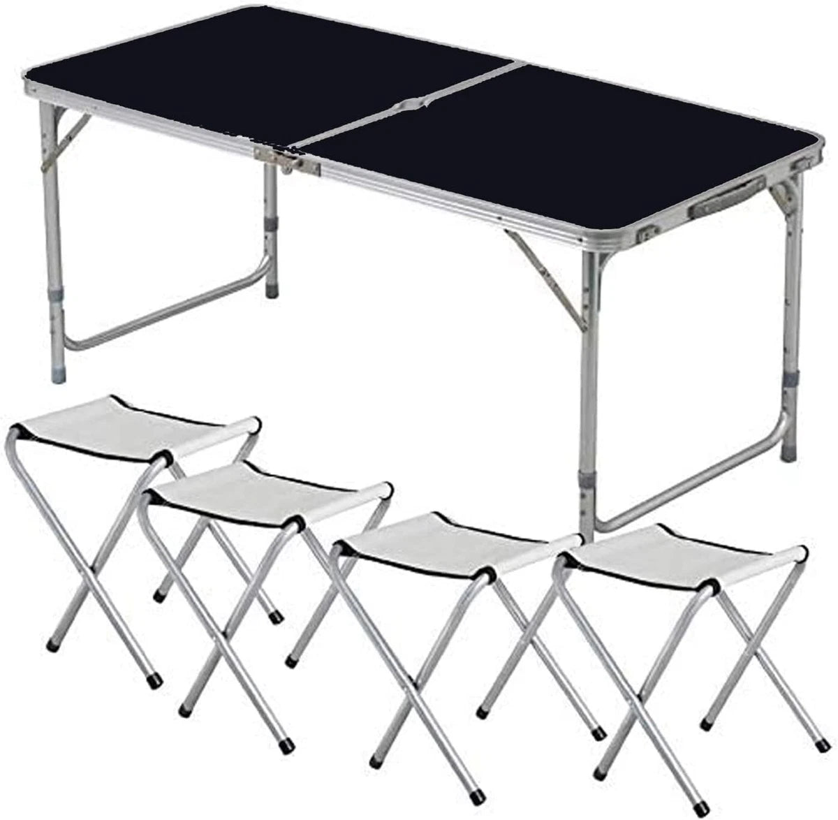 OUTDOOR FOLDABLE PICNIC TABLE & 4 STOOL SET PORTABLE CAMPING GARDEN INDOOR