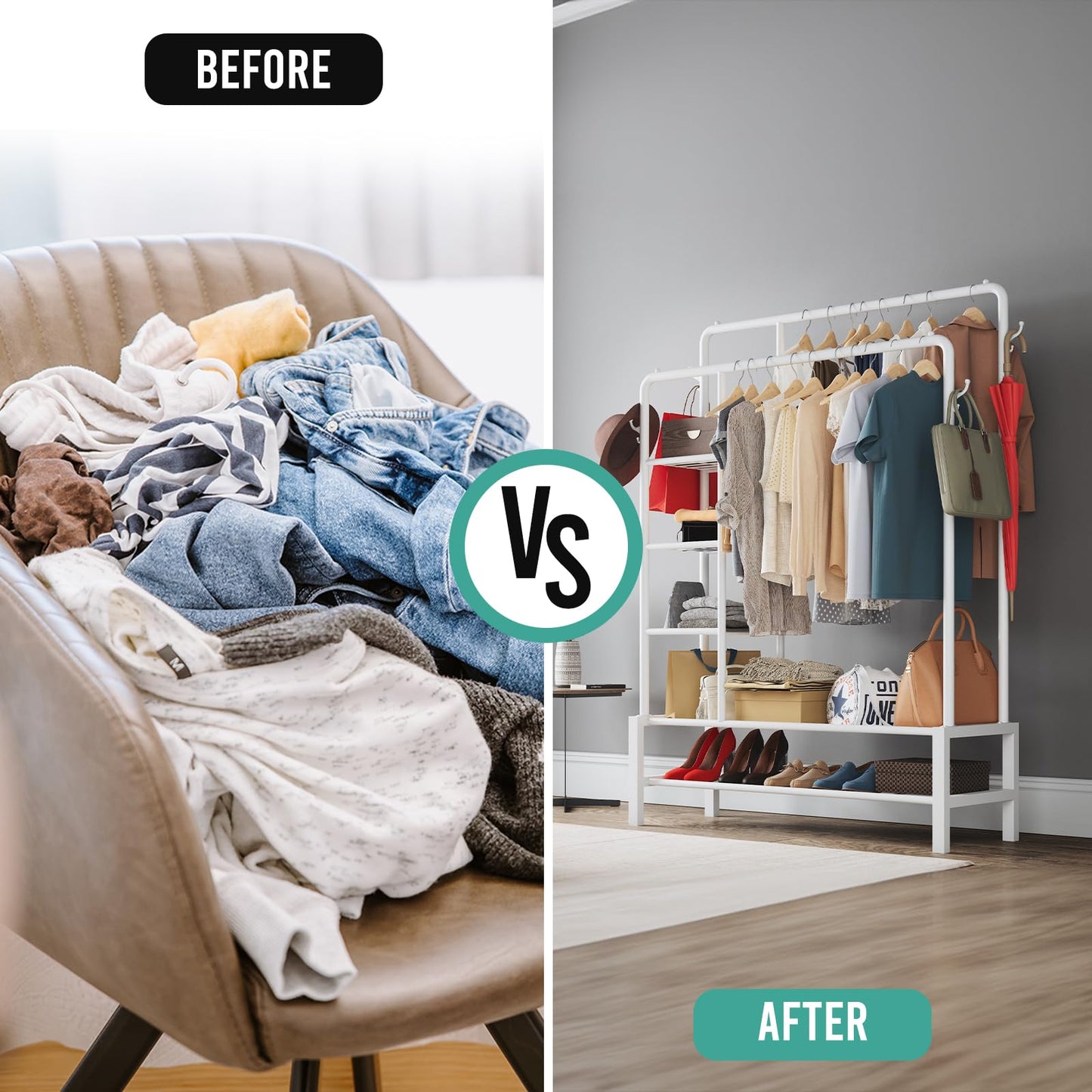 Heavy Duty Double Clothes Rail Hanging Rack Garment Display Stand Open Wardrobe Upgraded