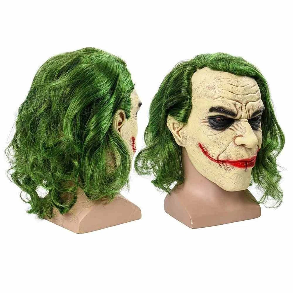 Halloween Costume Props Party Cosplay Scary Joker Full Head Latex Mask with Wig