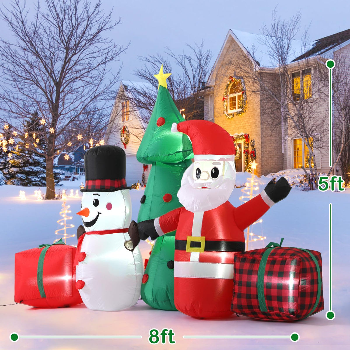 Christmas Inflatable Santa Snowman Tree Outdoor Decor LED Light Holiday Blow Up