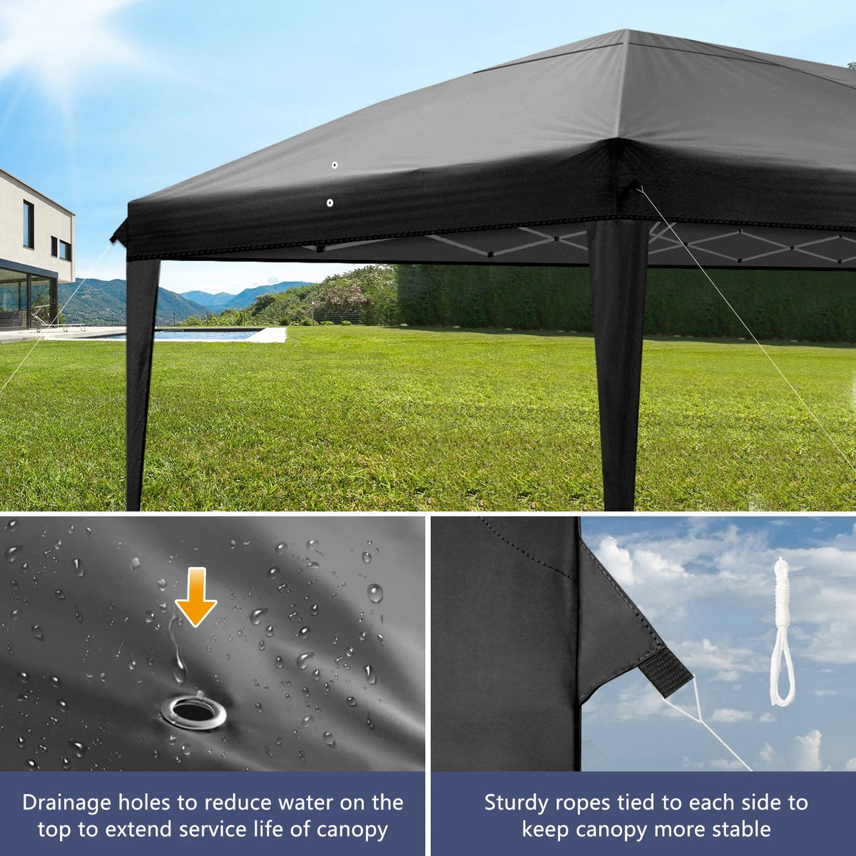 3x6M Pop up blue Gazebo Heavy Duty Large Canopy Tent w/ 6 Sidewalls & Carrying Bag
