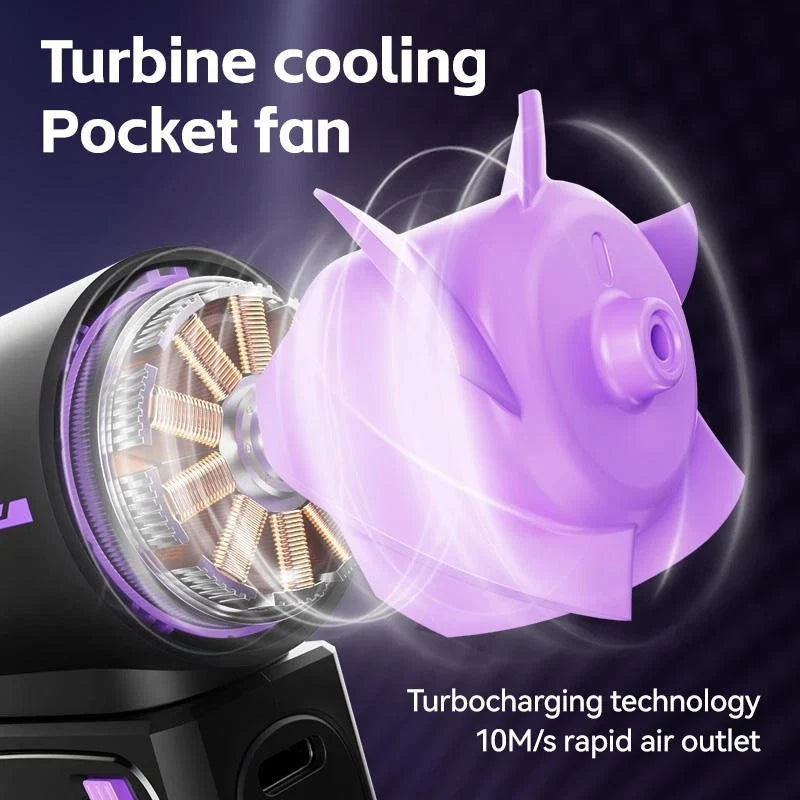 Turbo Fan Portable Cooling Handheld USB Rechargeable 3600 mAh Adjustable Airflow