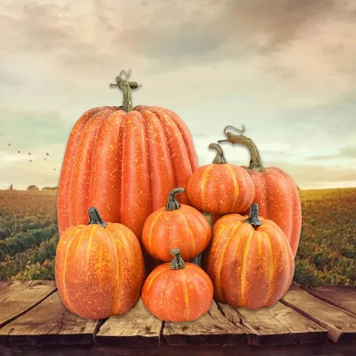 7PCS Large Artificial Foam Pumpkin Simulation Props Halloween Decorations Party