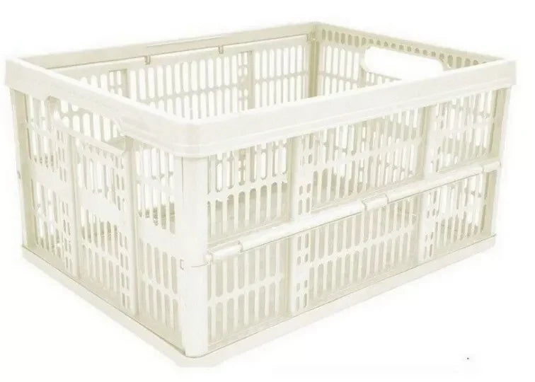 32L Collapsible Plastic Storage Crate Box Stackable Office Garage Assorted UK