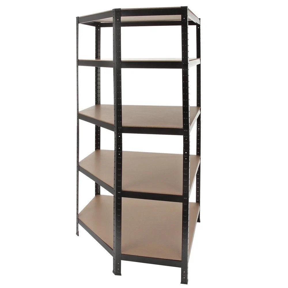 5 Shelf Heavy Duty Boltless Corner Shelving Unit Garage Shop Display Rack BLACK