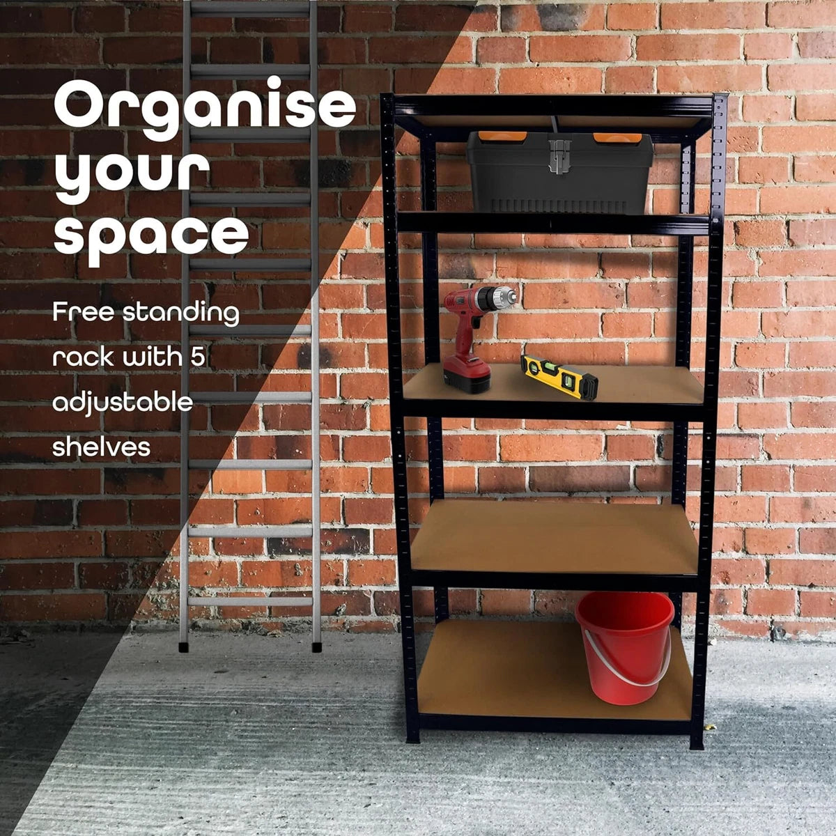 Garage Shelving Unit 5 Tier Storage Shelves Free Standing Boltless Rack For Home
