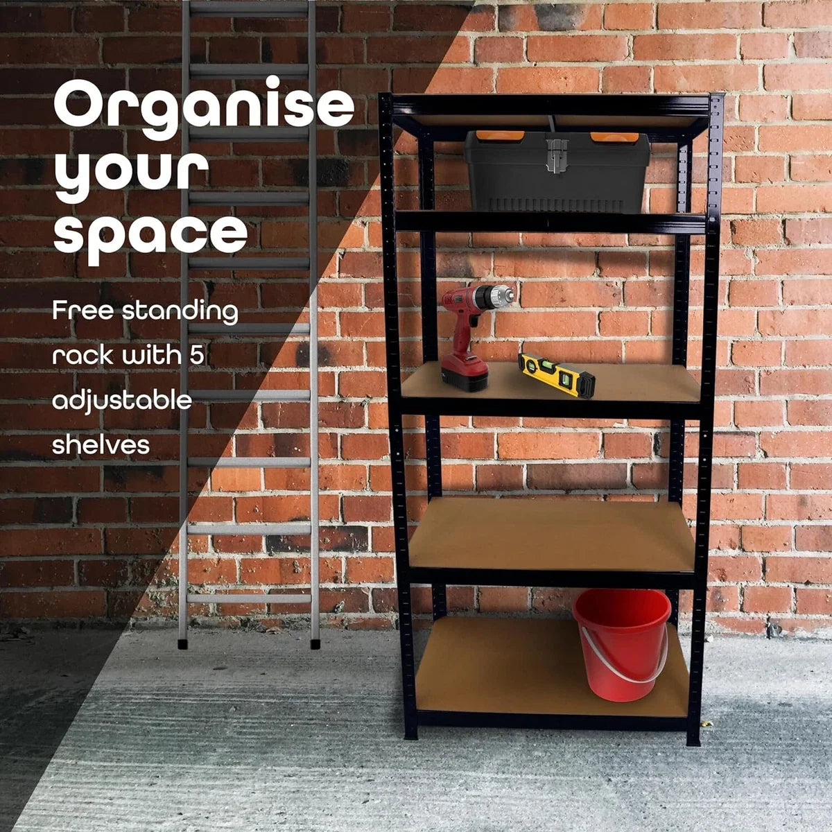 Garage Shelving Unit 5 Tier Storage Shelves Free Standing Boltless Rack For Home