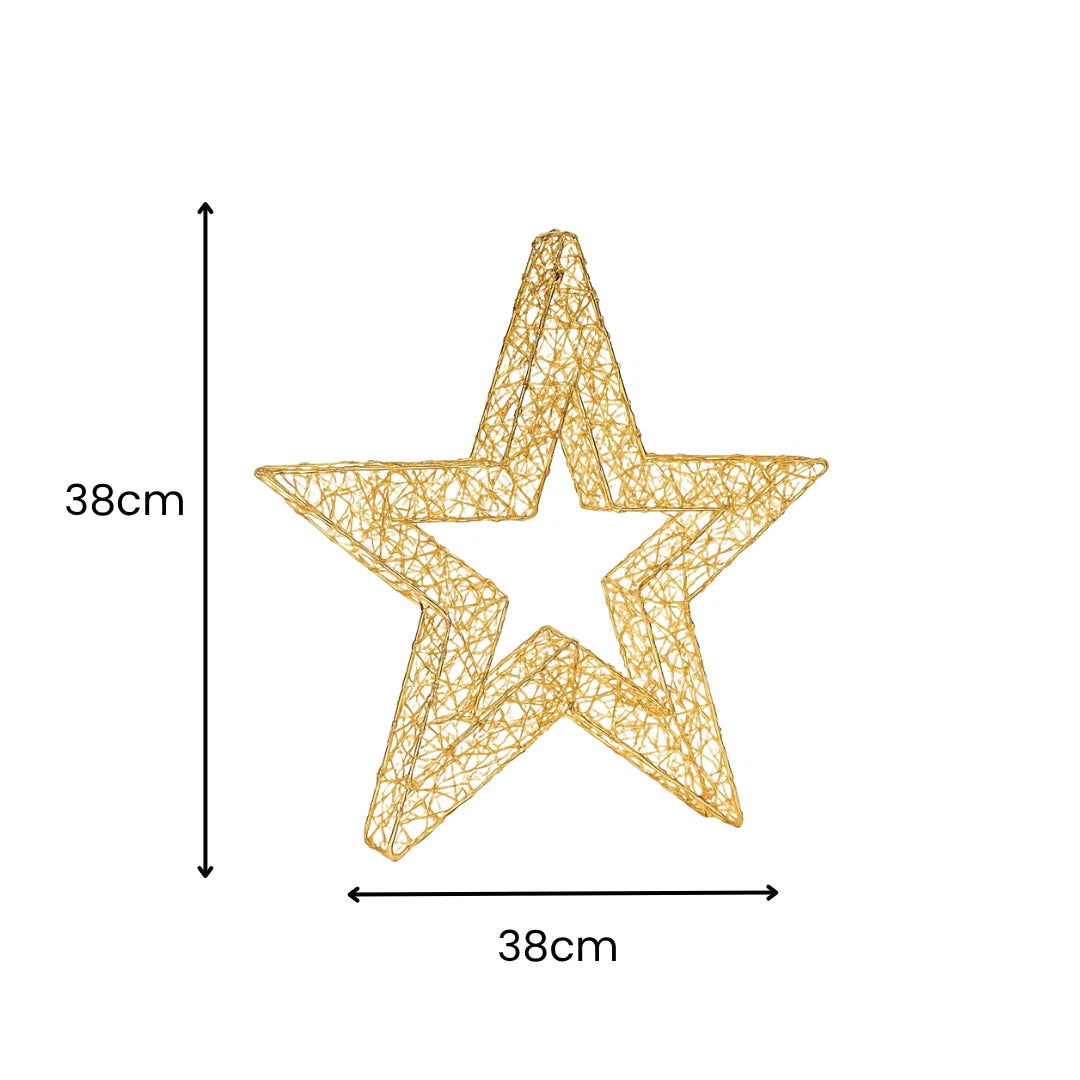 Christmas LED Star Decoration Light Up Home Dexor Xmas Large 38cm Indoor Gold