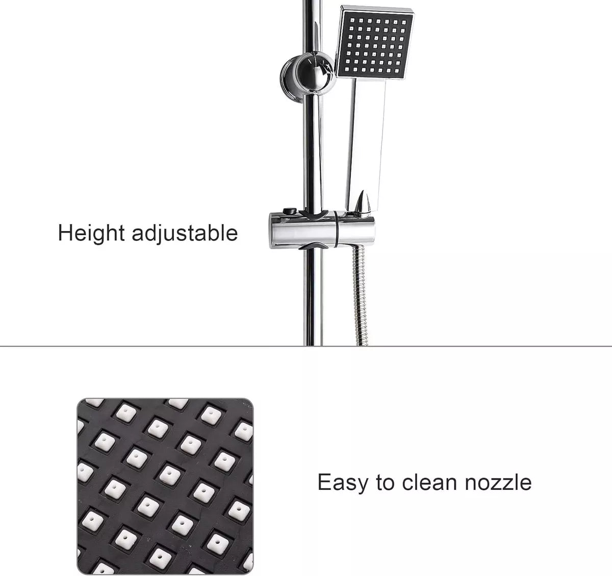 Shower Kit Twin Head 2 Mixer Shower Heads Rail Hose Riser Square Bathroom Set Royalcart