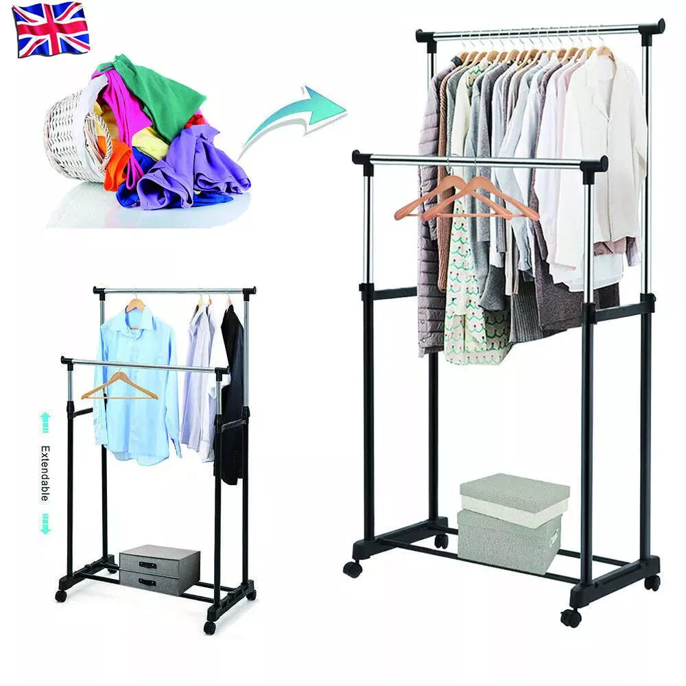 Heavy Duty Metal Clothes Rail Storage Garment Shelf Hanging Display Stand Rack Royalcart