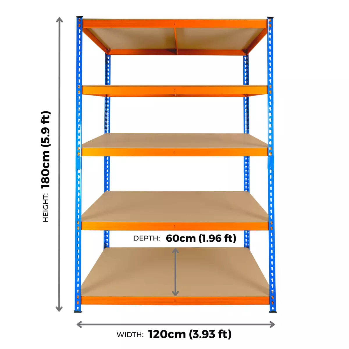 Heavy Duty Warehouse Racking Garage Shelving Storage Shelves Metal Shelf Unit 180x120x60cm Royalcart