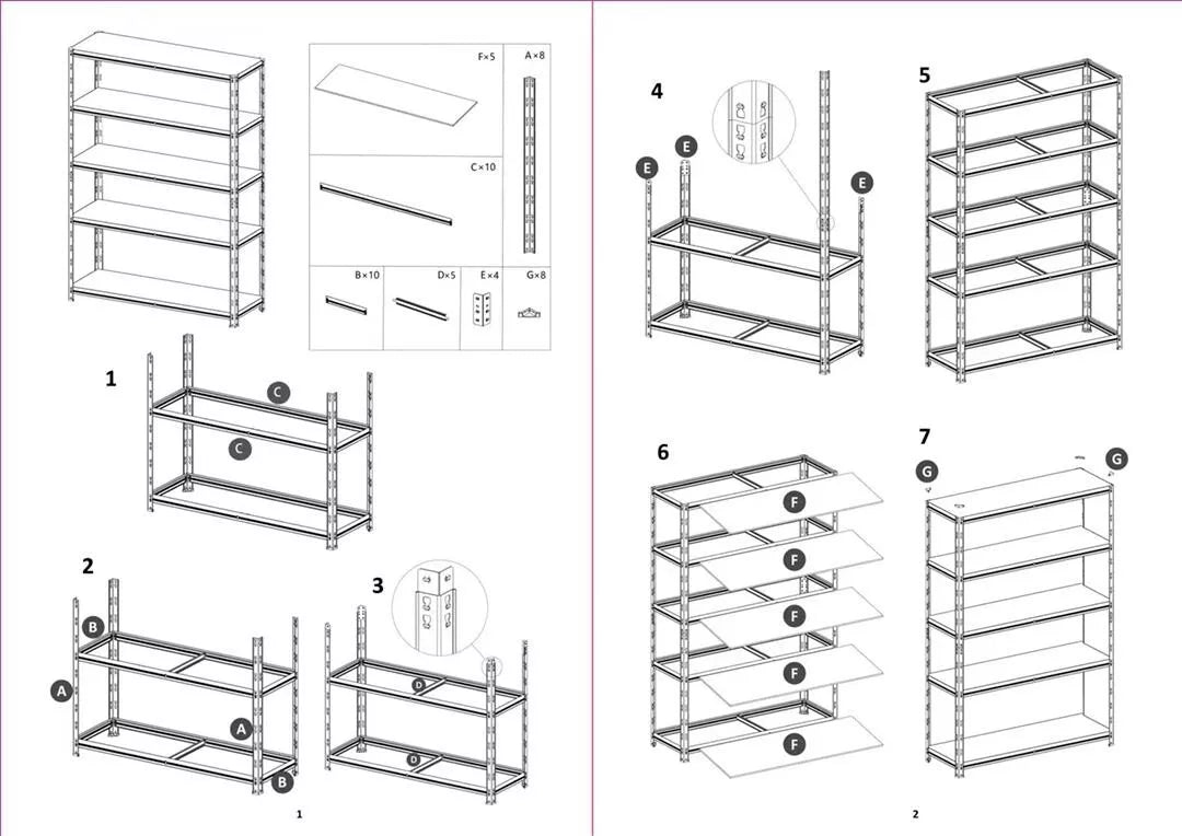 5 Tier Boltless Garage Storage Shelving Steel Racking Galvanised 180x90x30cm Royalcart