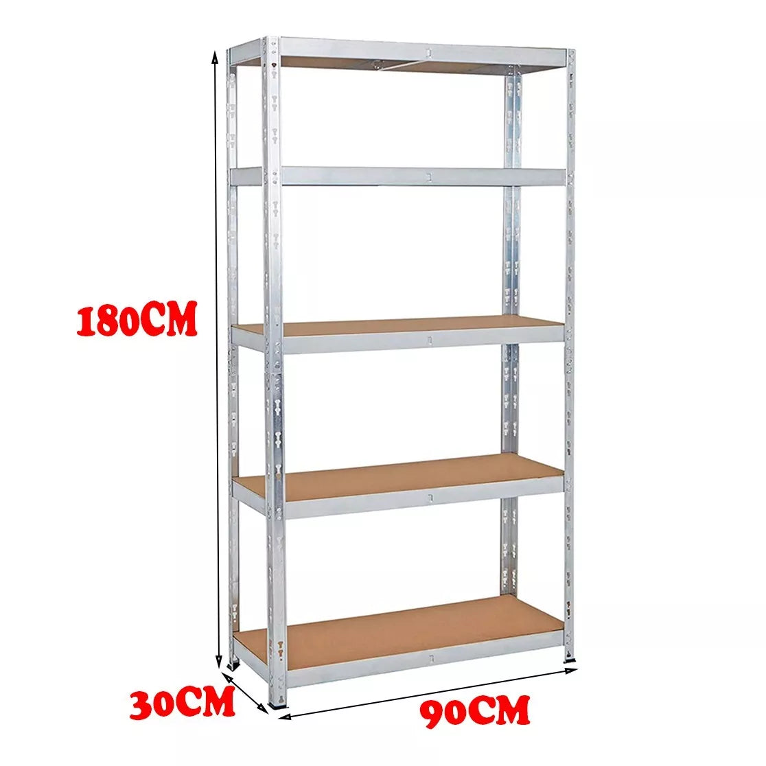 5 Tier Boltless Garage Storage Shelving Steel Racking Galvanised 180x90x30cm Royalcart