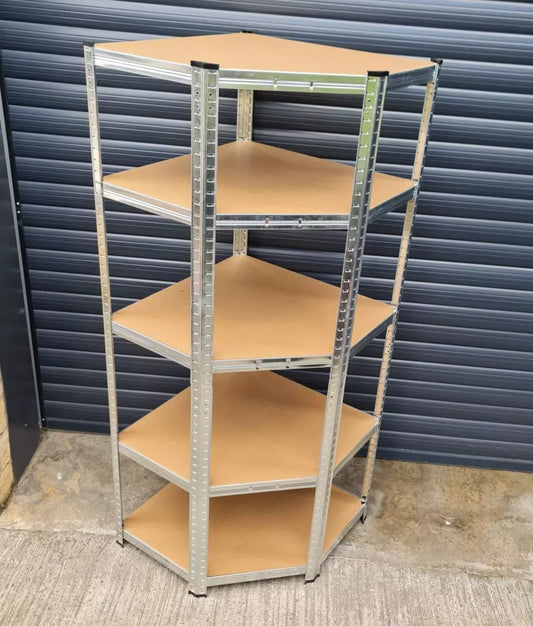 5 Tier Heavy Duty Boltless Garage Corner Racking Metal Shelving Stand Royalcart