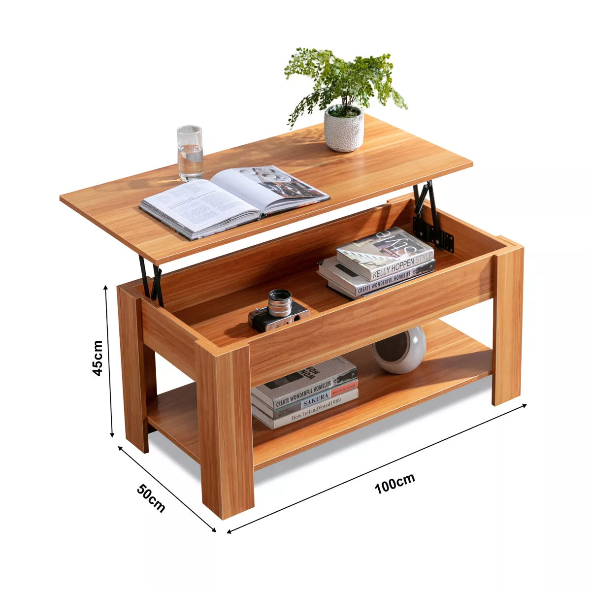 Coffee Table With Storage Lift Top Up Drawer Shelf Wooden Living Room Furniture Royalcart