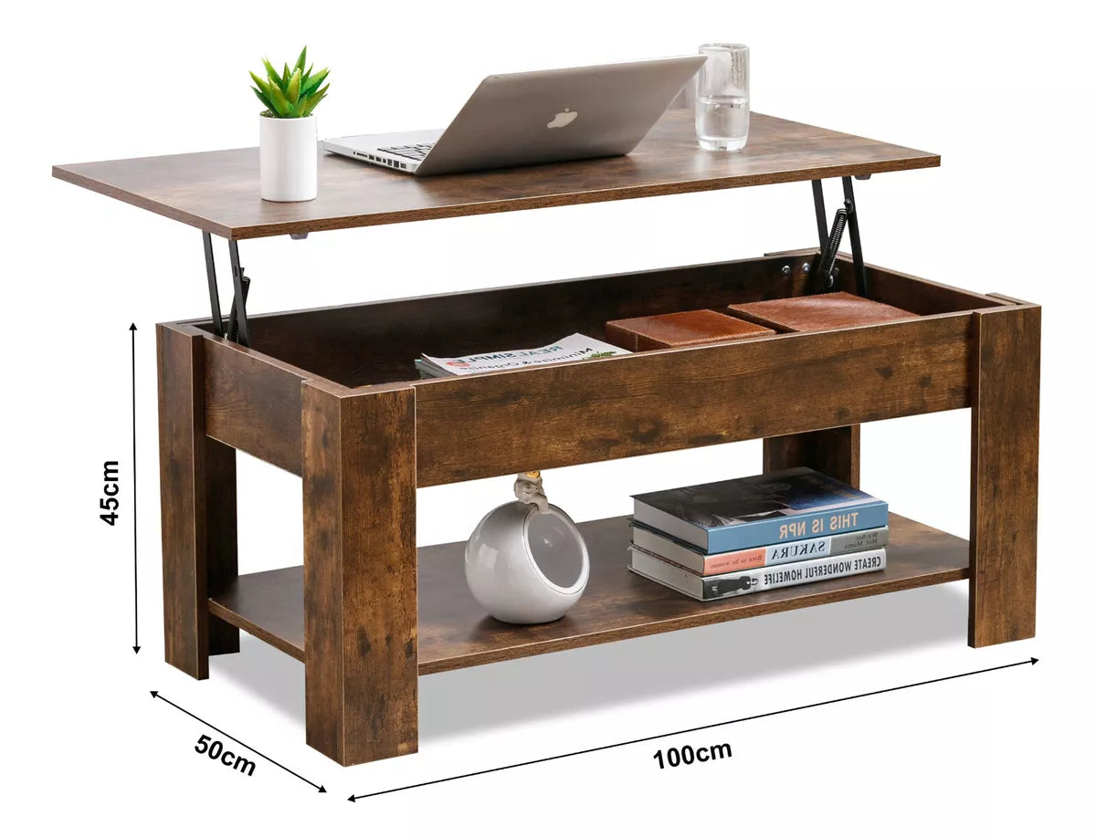 Coffee Table With Storage Lift Top Up Drawer Shelf Wooden Living Room Furniture Royalcart