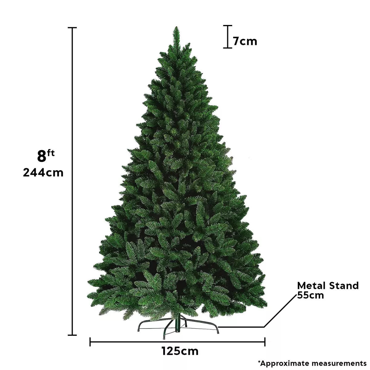 8ft Christmas Tree with Stand Bushy Artificial Xmas Tree Home Decor Royalcart