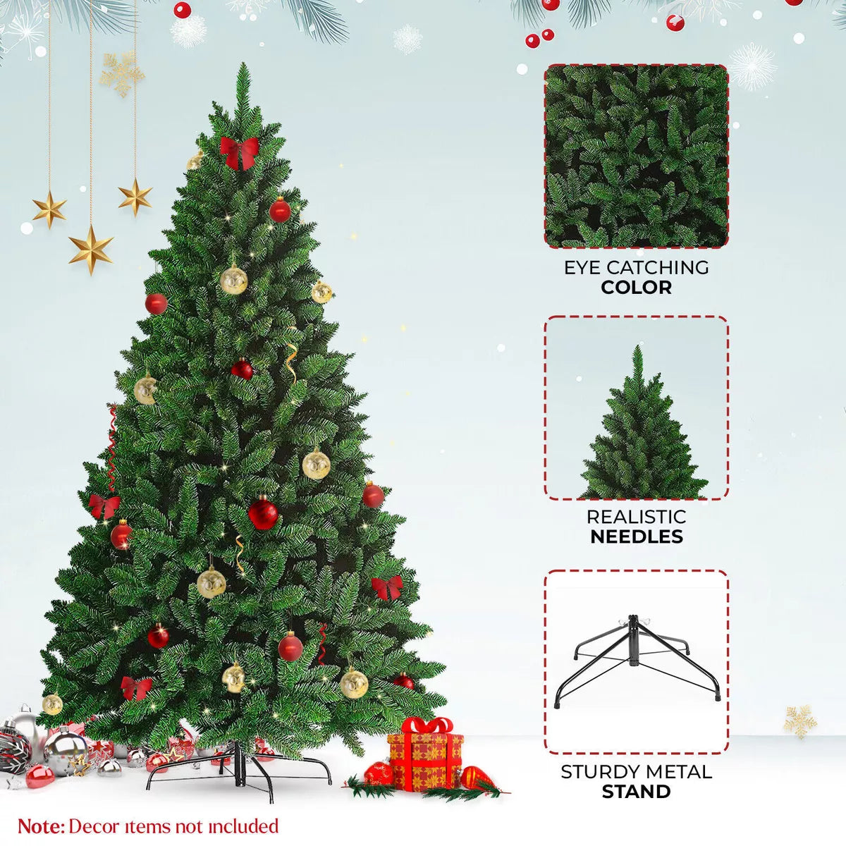 8ft Christmas Tree with Stand Bushy Artificial Xmas Tree Home Decor Royalcart