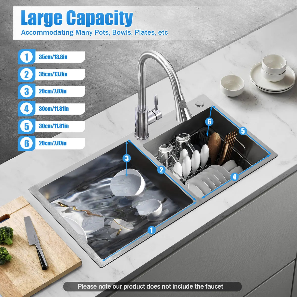 Double Bowl Stainless Steel Drop-in Kitchen Sink Dishwasher Vegetable Sink Home Royalcart