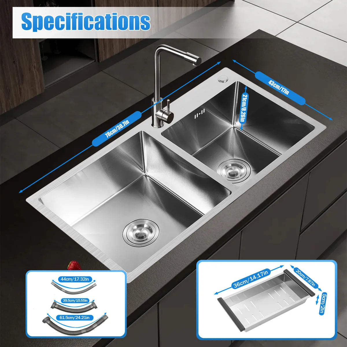 Double Bowl Stainless Steel Drop-in Kitchen Sink Dishwasher Vegetable Sink Home Royalcart