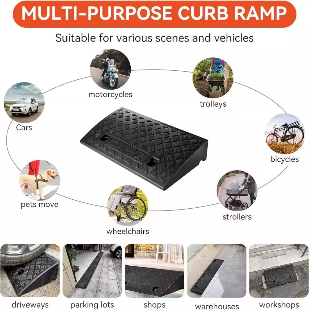 2Pcs Heavy Duty Kerb Door Ramps Wheelchair Mobility Scooter Portable Access Ramp Royalcart