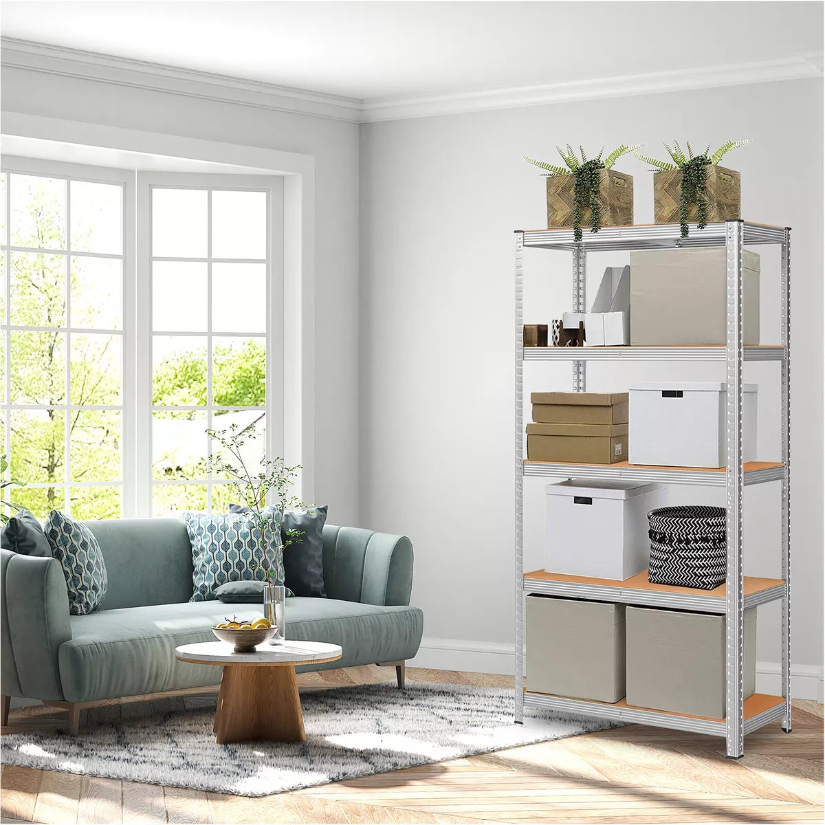 Warehouse 5 Tier Racking Shelf Heavy Duty Steel Garage Shelving Unit Garden Shed Shelving, 2 sizes Royalcart