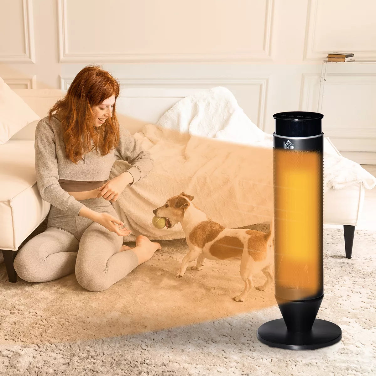 Tower Indoor Space Electric Heater w/ 42° Oscillation Remote Control Timer