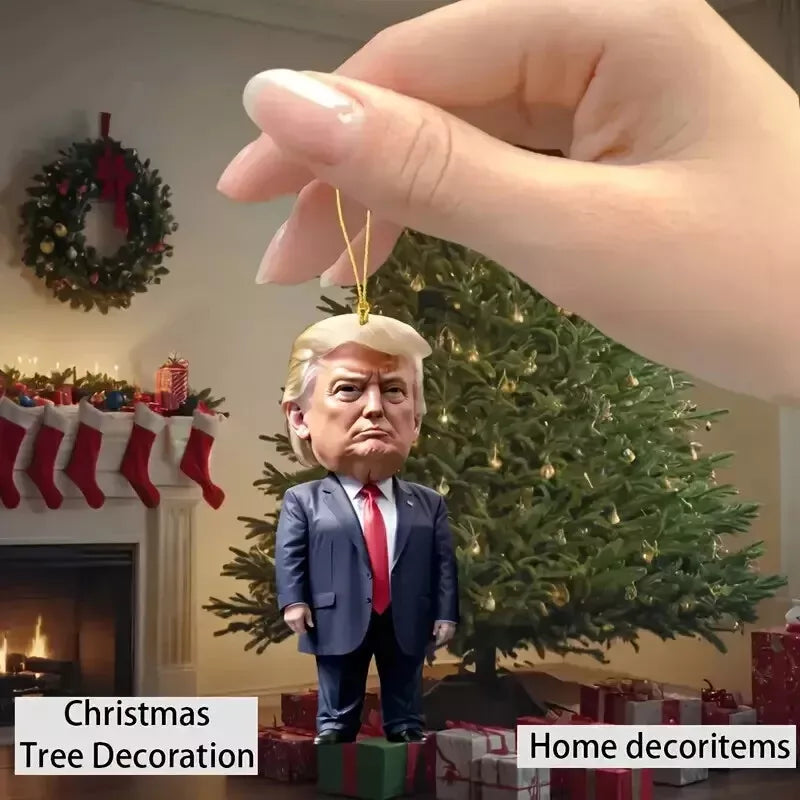 Patriotic Donald Trump 2024 Christmas Ornament ,Acrylic Tree Decor, Holiday Gift