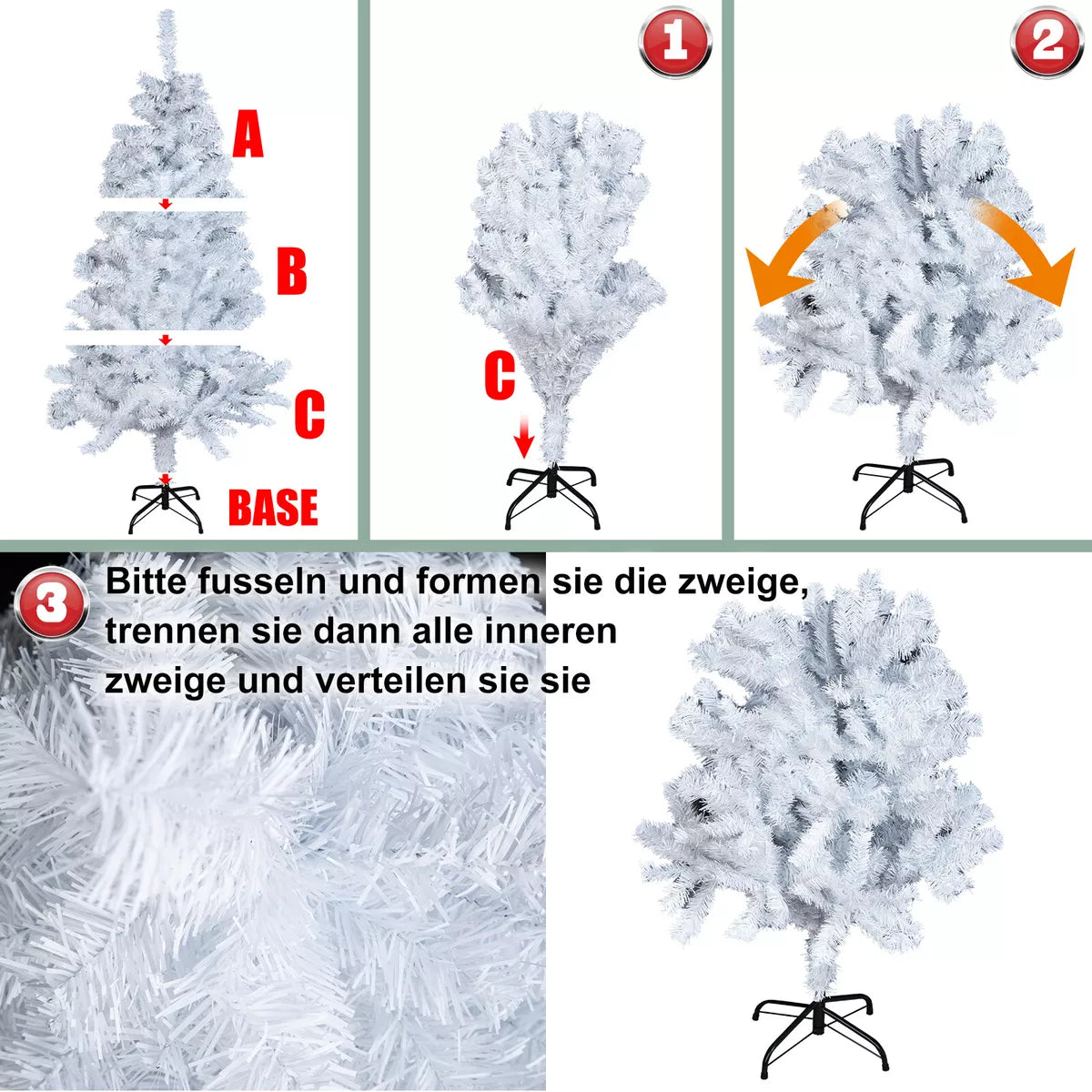 White Christmas Tree with Blue LED Lights Traditional Bushy Pine Xmas Tree Decor