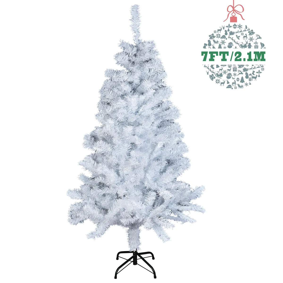 White Christmas Tree with Blue LED Lights Traditional Bushy Pine Xmas Tree Decor