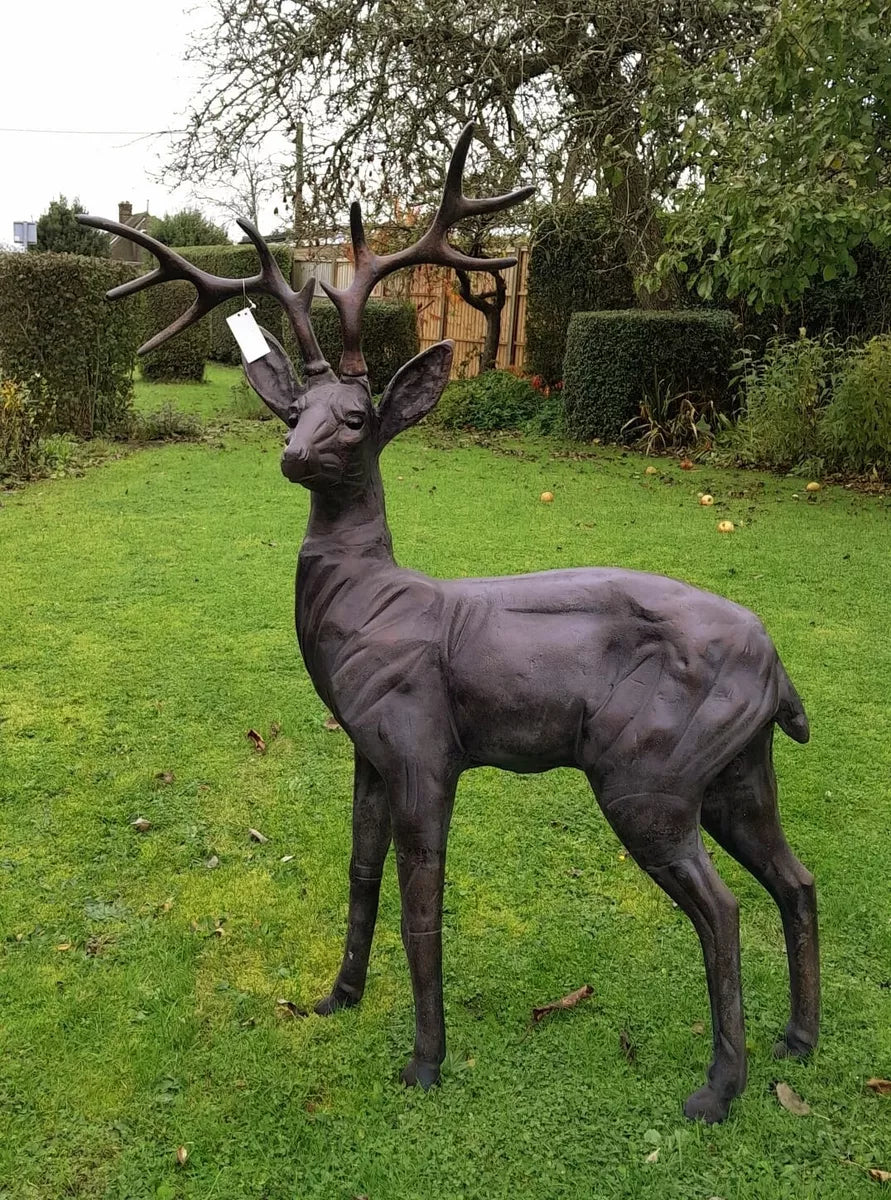 Extra Large Standing Stag Buck Ornament Sculpture, 1.2m tall cast from Aluminium