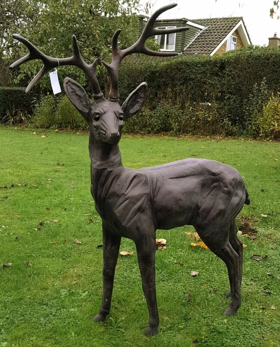 Extra Large Standing Stag Buck Ornament Sculpture, 1.2m tall cast from Aluminium