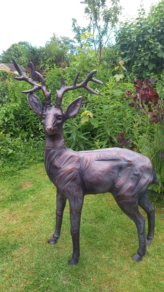 Extra Large Standing Stag Buck Ornament Sculpture, 1.2m tall cast from Aluminium
