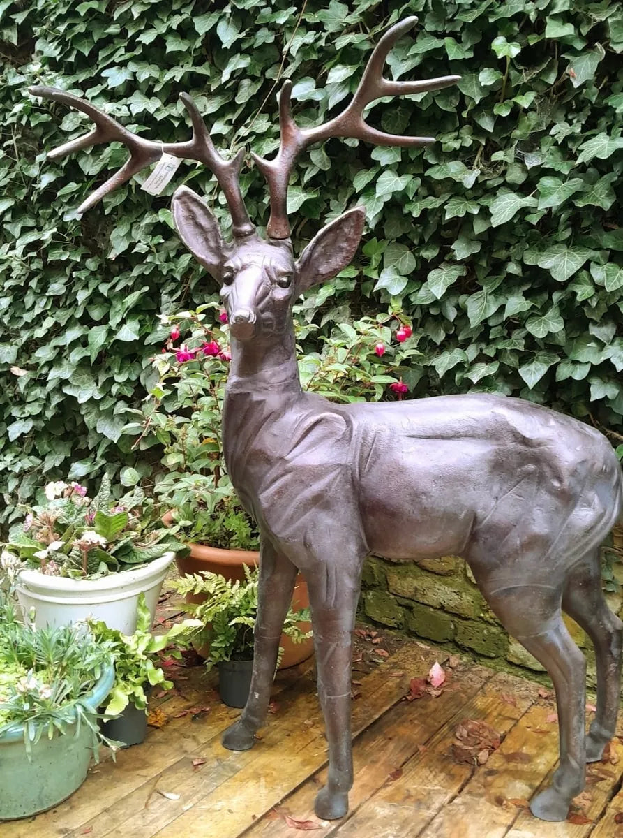 Extra Large Standing Stag Buck Ornament Sculpture, 1.2m tall cast from Aluminium