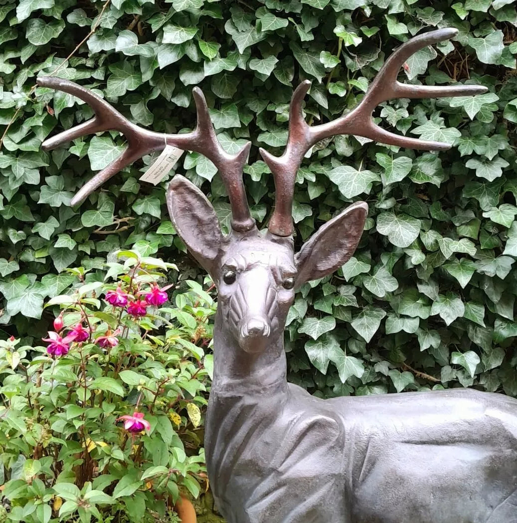 Extra Large Standing Stag Buck Ornament Sculpture, 1.2m tall cast from Aluminium