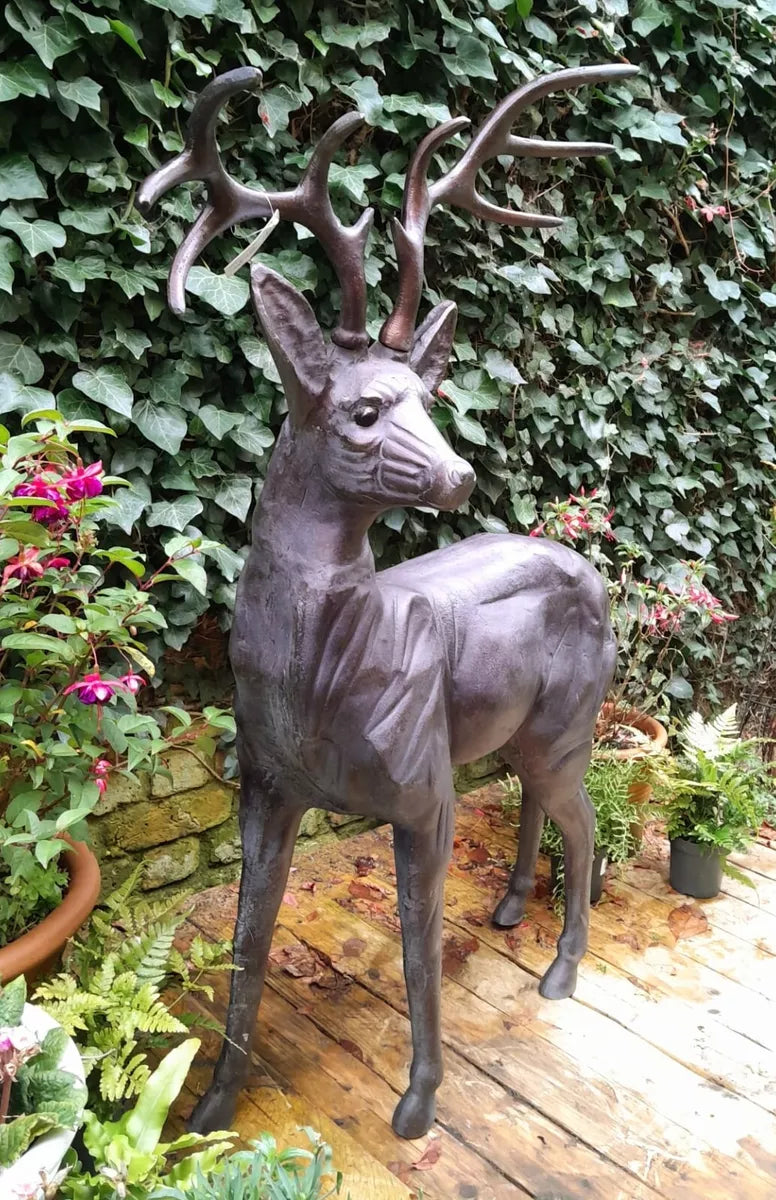 Extra Large Standing Stag Buck Ornament Sculpture, 1.2m tall cast from Aluminium