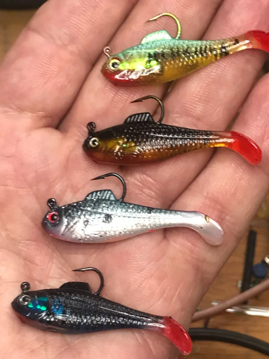 4 x Micro Fishing Lures Pike Perch Trout Chub Soft Plastic jelly Baits
