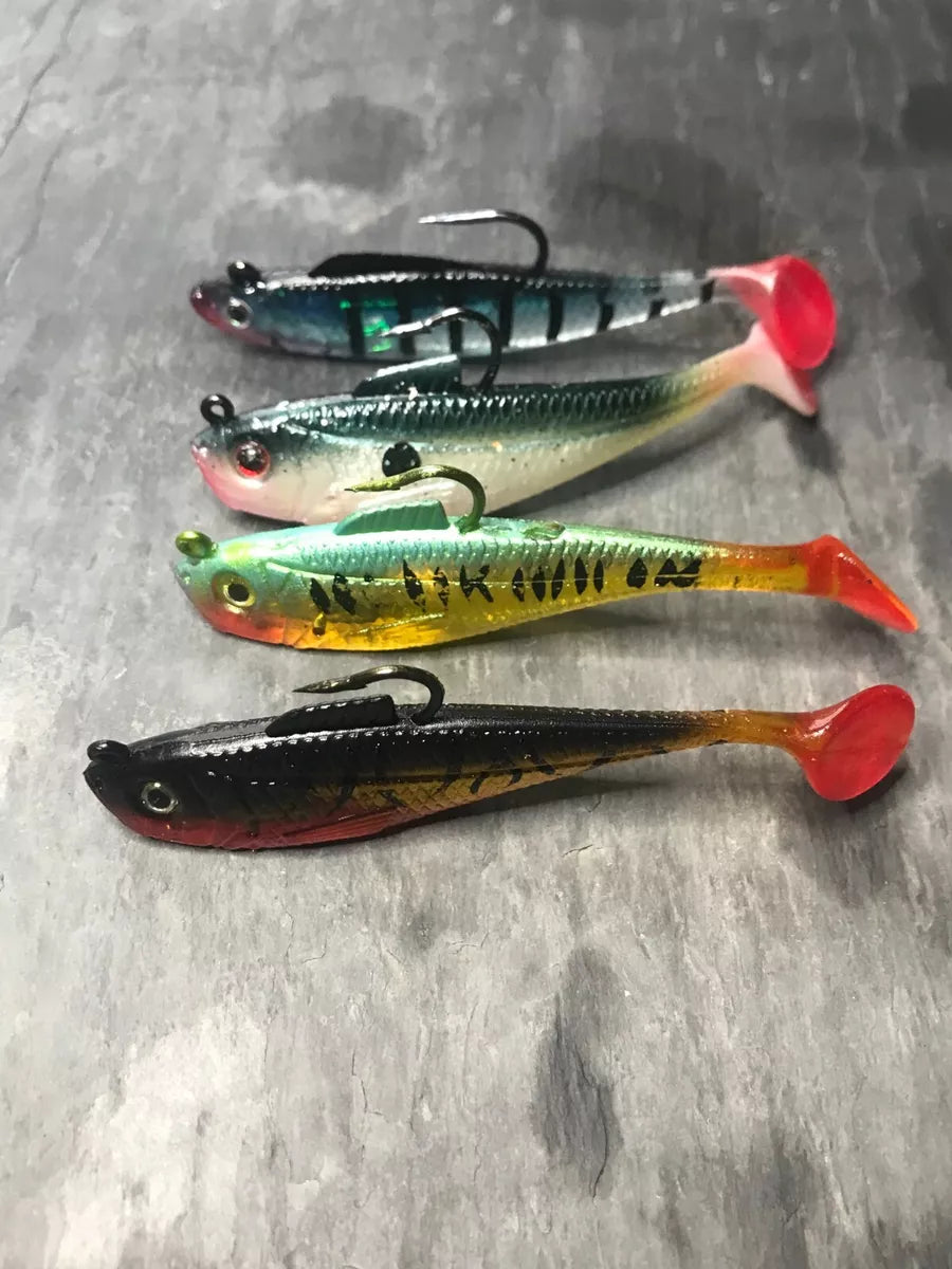 4 x Micro Fishing Lures Pike Perch Trout Chub Soft Plastic jelly Baits