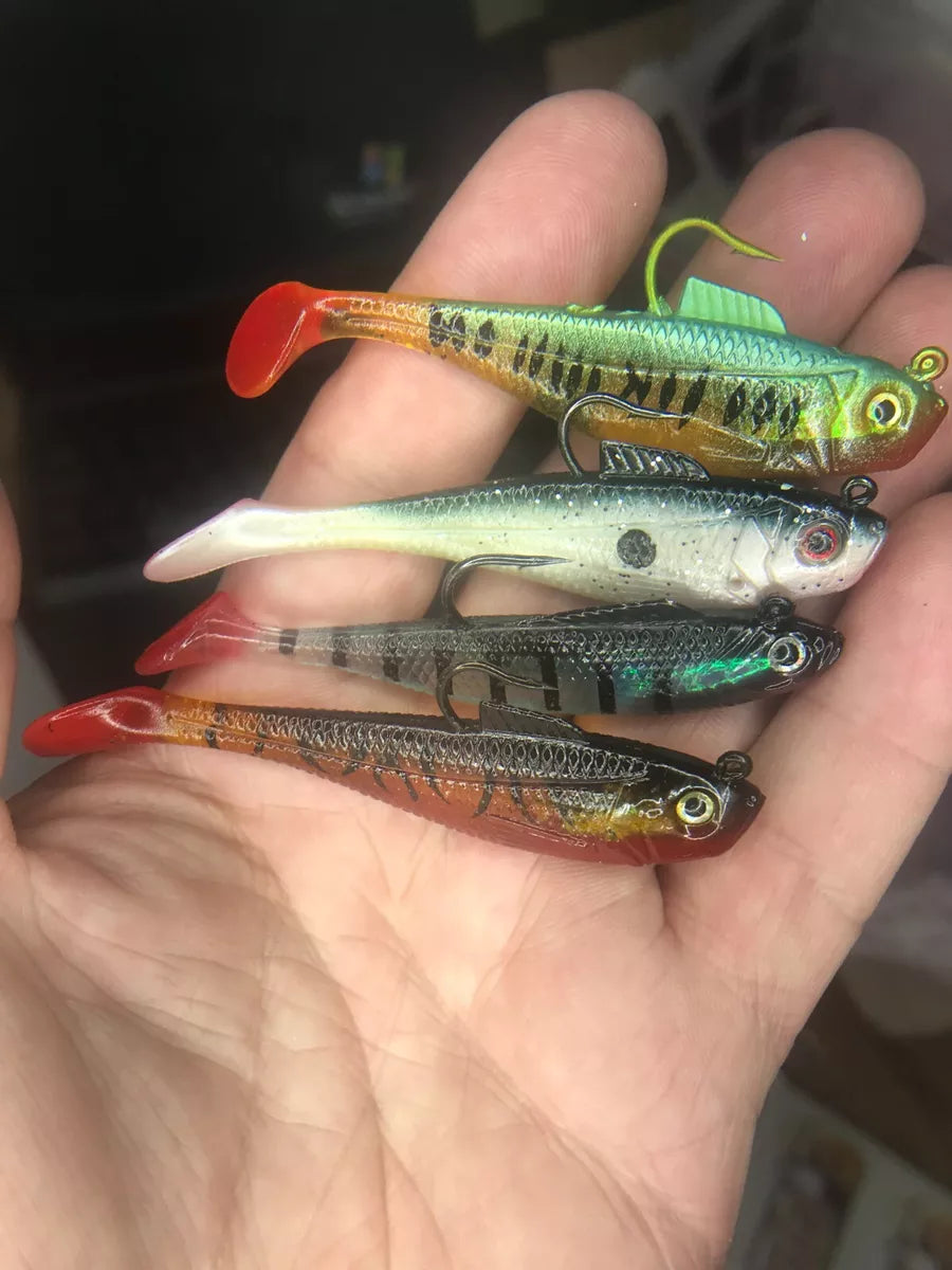 4 x Micro Fishing Lures Pike Perch Trout Chub Soft Plastic jelly Baits