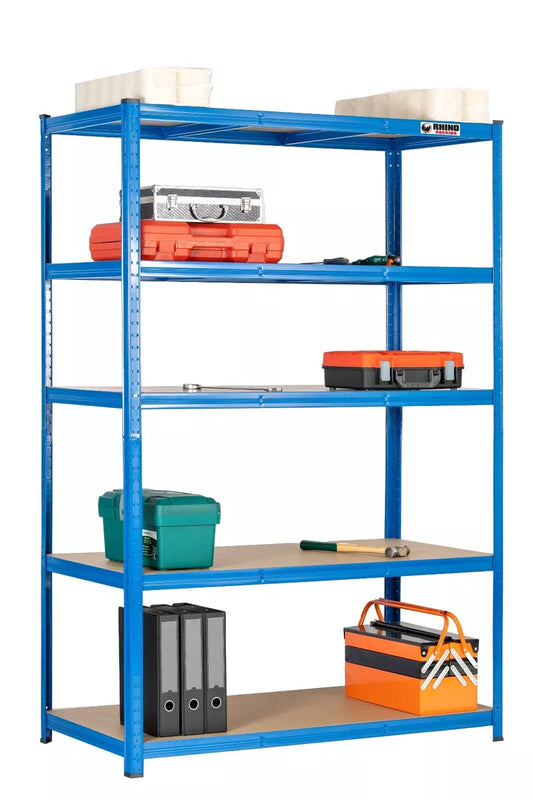 5 Tier Blue Metal Garage Shelving Unit 1000kg 180x120x60cm