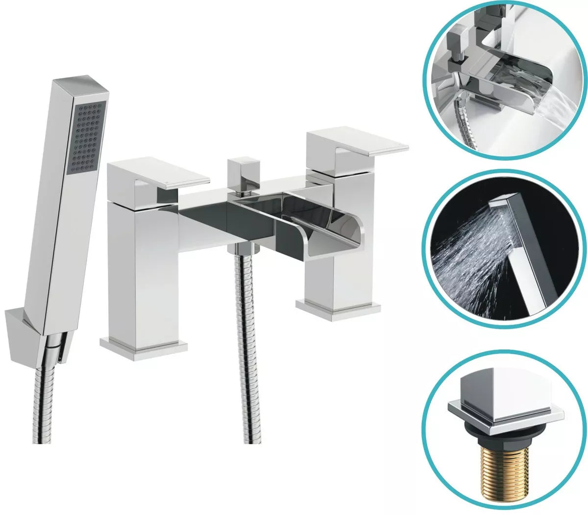 Waterfall Bathroom Shower Mixer Taps Chrome Filler